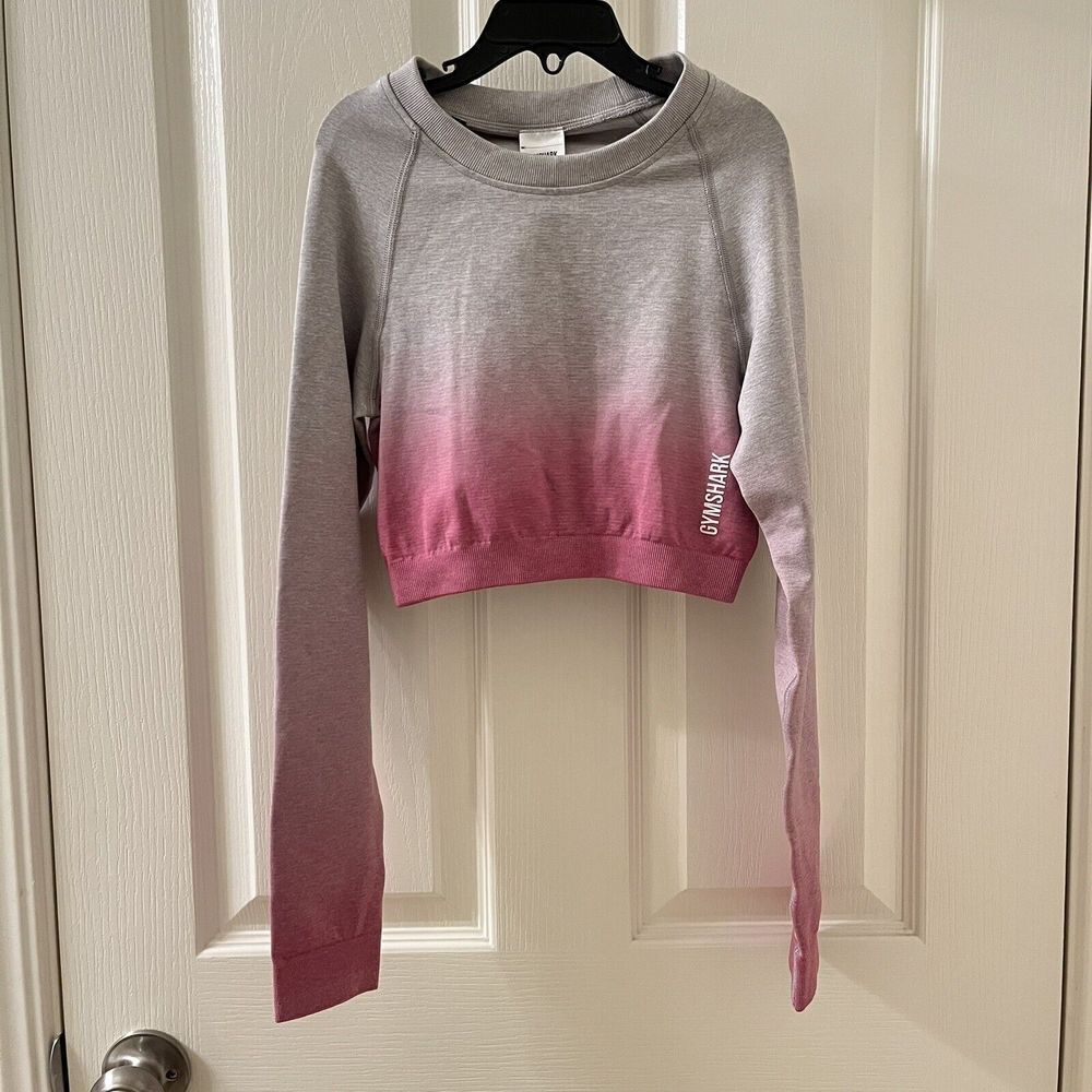 Gymshark Adapt Ombre Seamless Crop Top Pink and Gray Women's Size Small NWT